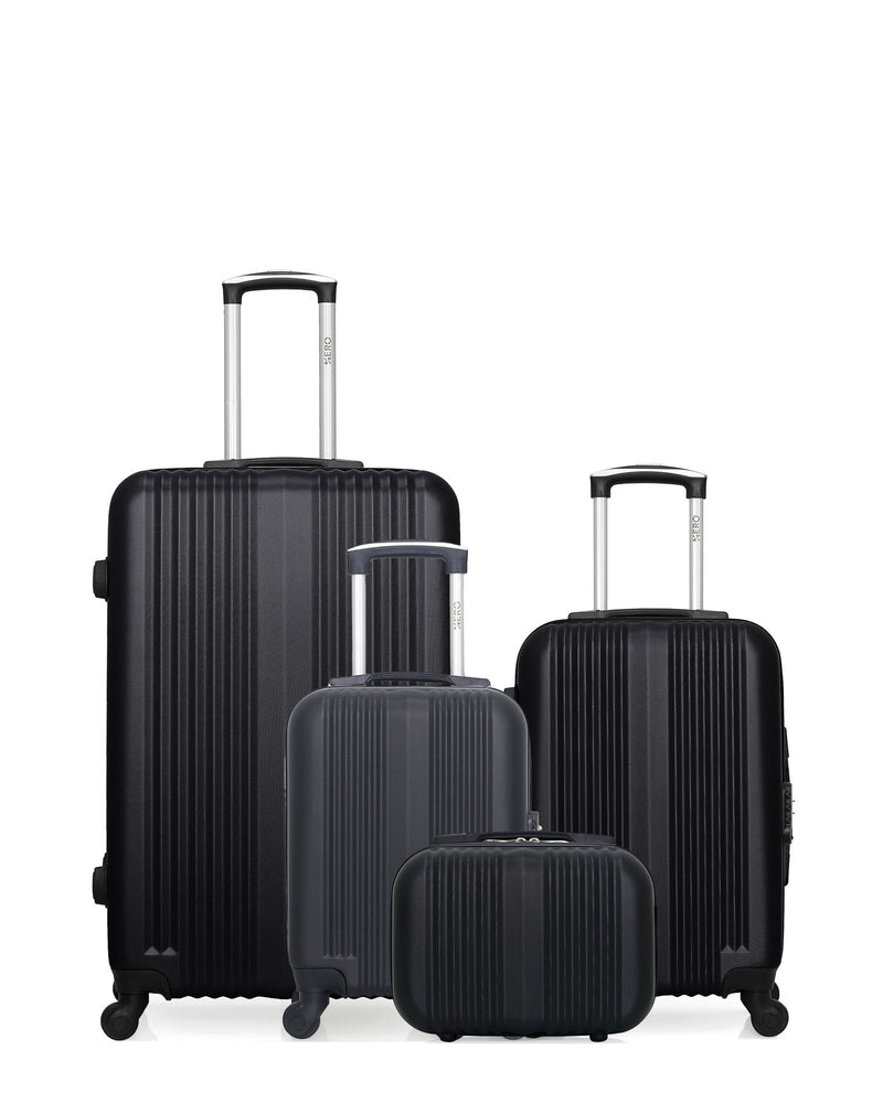 HERO - 4er-Pack - Großer Koffer, Handgepäck, Handgepäck XXS und Kosmetikkoffer LIPARI