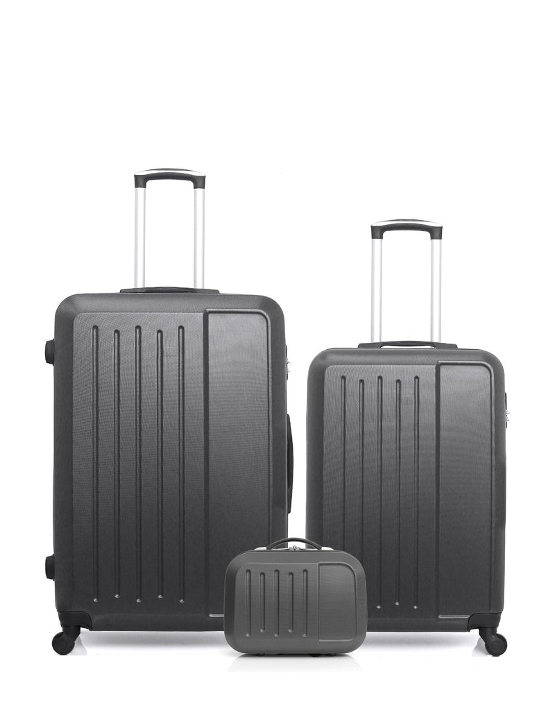 HERO – 3er-Pack – Großer Koffer, mittelgroßer Koffer und Kosmetikkoffer VESUVIO