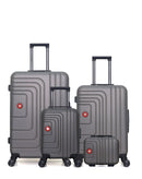 SWISS KOPPER – 4er-Pack – Großer Koffer, mittelgroßer Koffer, Handgepäck XXS und Kosmetikkoffer RUTI