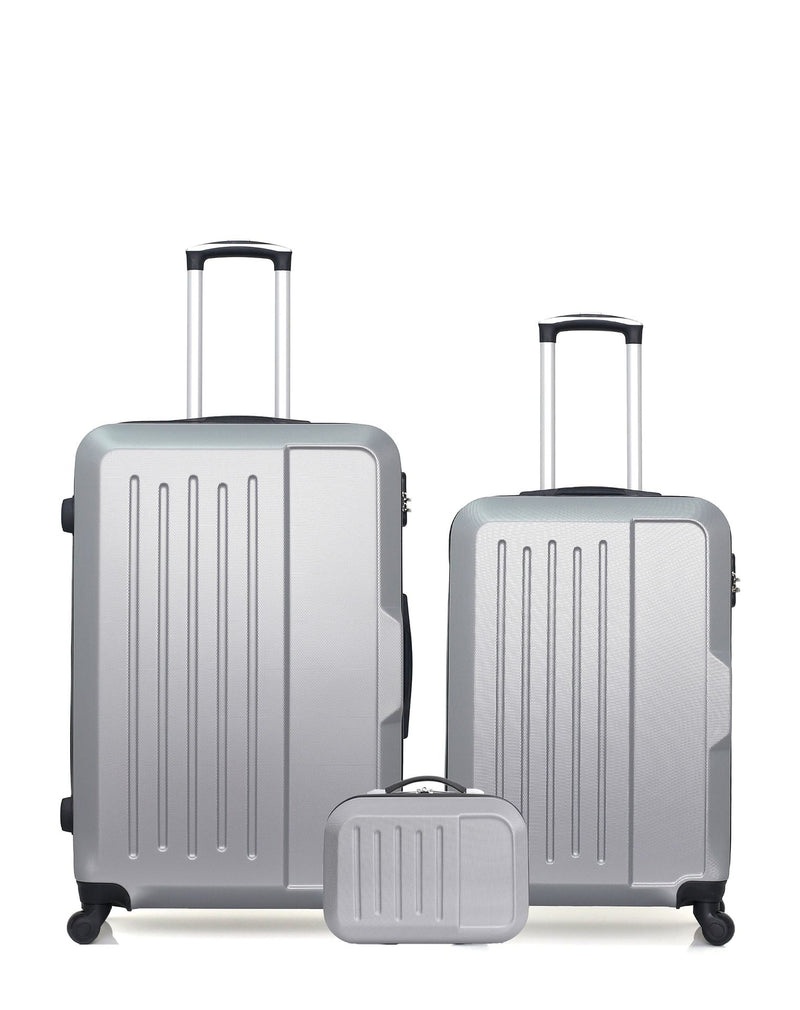 HERO – 3er-Pack – Großer Koffer, mittelgroßer Koffer und Kosmetikkoffer VESUVIO