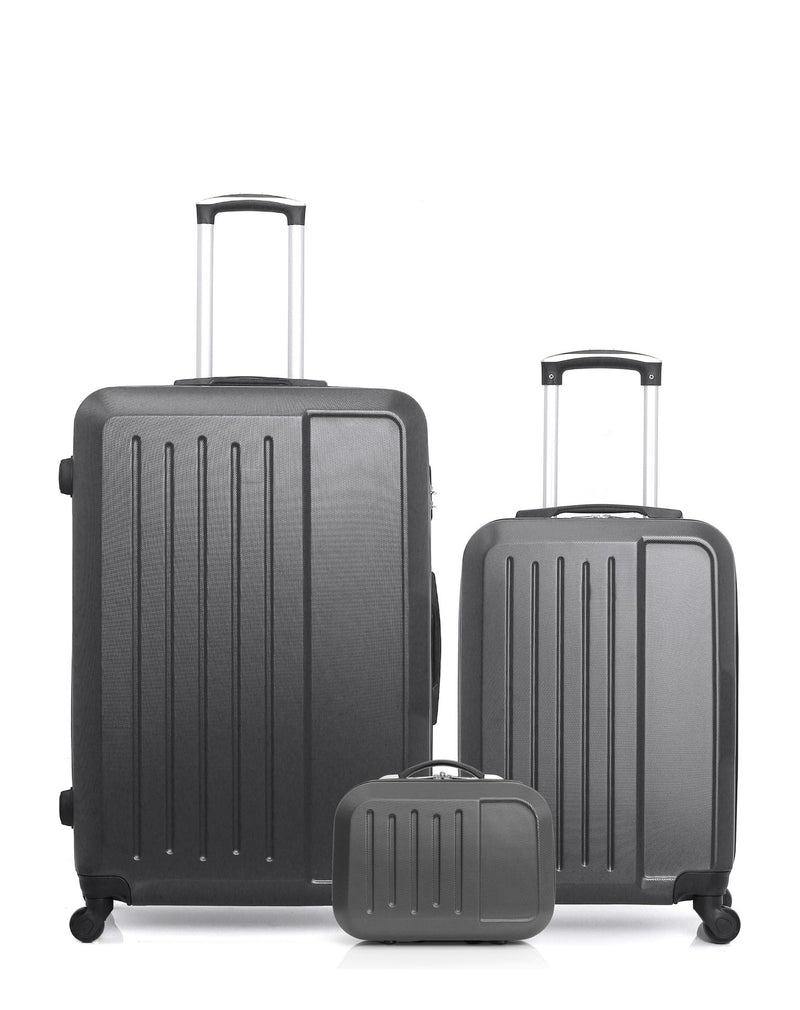 HERO - 3er-Pack - Großer Koffer, Handgepäck und Kosmetikkoffer VESUVIO