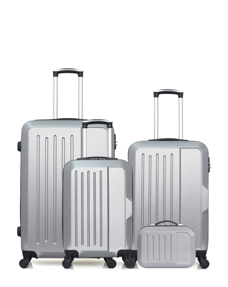 HERO – 4er-Pack – Großer Koffer, mittelgroßer Koffer, Handgepäck und Kosmetikkoffer VESUVIO