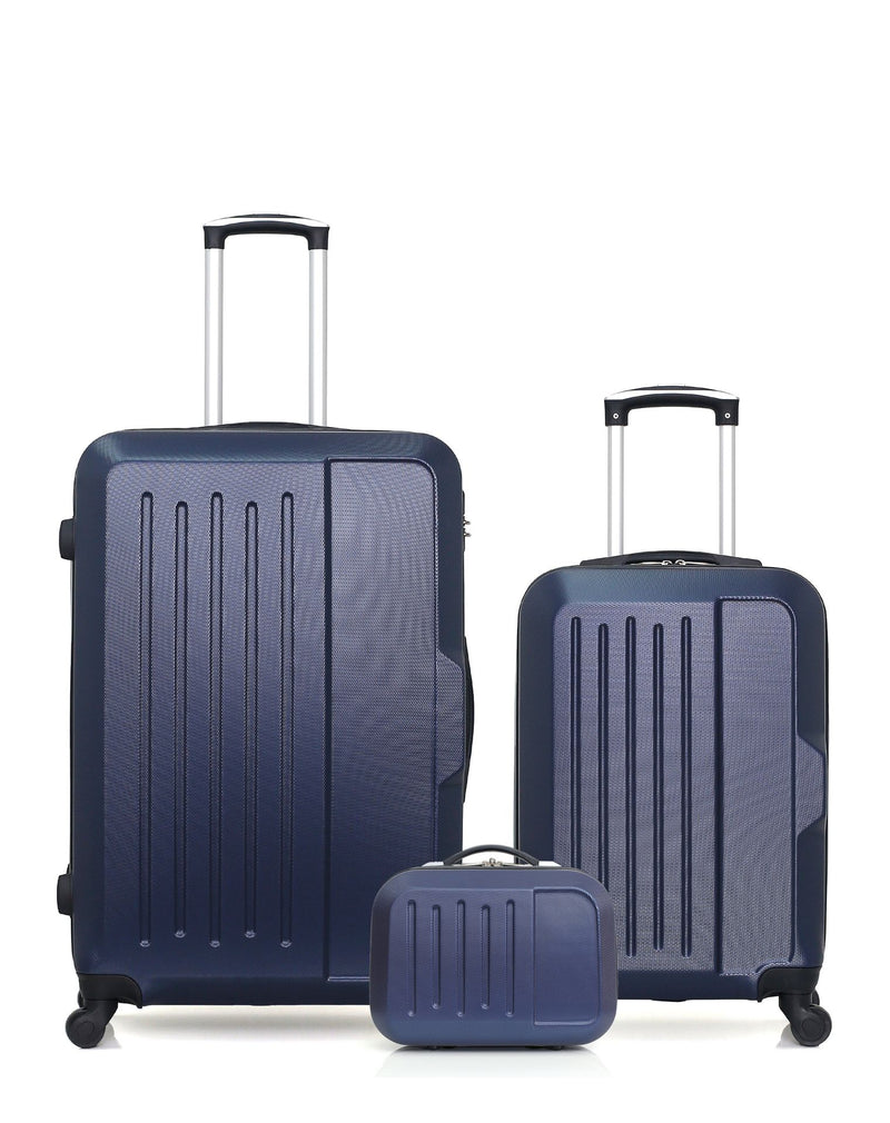 HERO - 3er-Pack - Großer Koffer, Handgepäck und Kosmetikkoffer VESUVIO