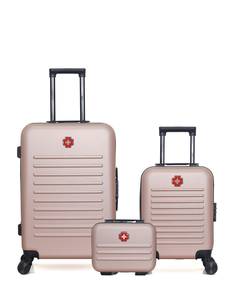 SWISS KOPPER – 3er-Pack – Mittelgroßer Koffer, Handgepäck XXS und Kosmetikkoffer WIL