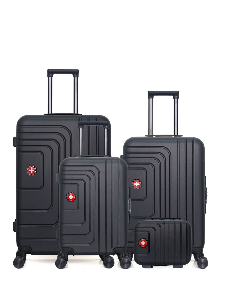 SWISS KOPPER – 4er-Pack – Großer Koffer, mittelgroßer Koffer, Handgepäck und Kosmetikkoffer RUTI