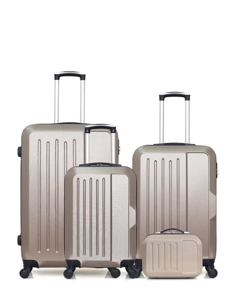 HERO – 4er-Pack – Großer Koffer, mittelgroßer Koffer, Handgepäck und Kosmetikkoffer VESUVIO