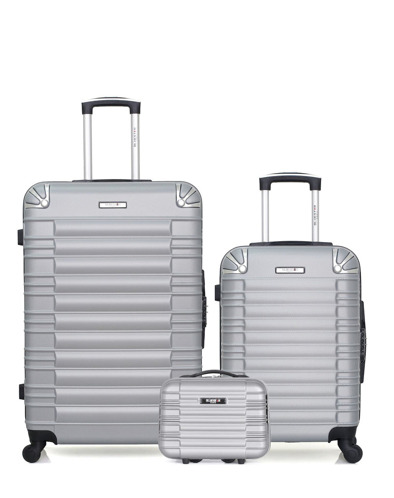 BLUESTAR - 3er-Pack – Großer Koffer, Handgepäck und Kosmetikkoffer LIMA
