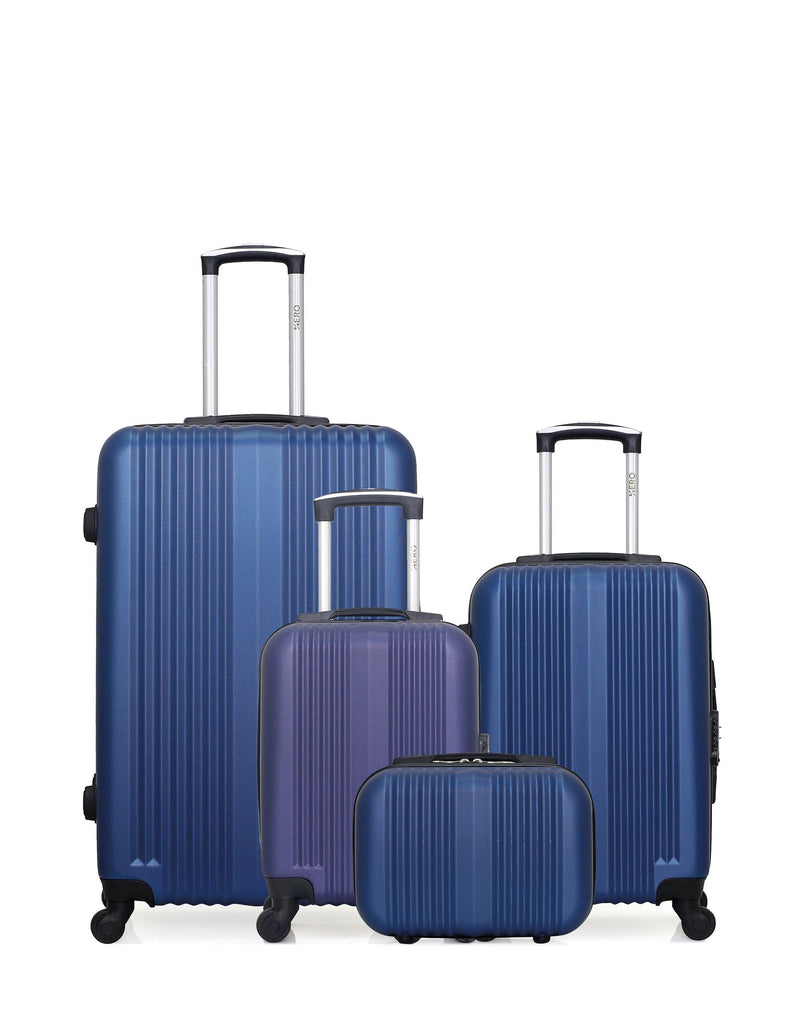 HERO - 4er-Pack - Großer Koffer, Handgepäck, Handgepäck XXS und Kosmetikkoffer LIPARI