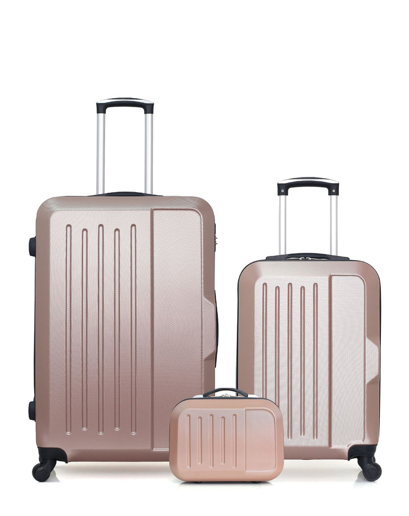 HERO - 3er-Pack - Großer Koffer, Handgepäck und Kosmetikkoffer VESUVIO