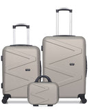 WAVE PARIS - 3er-Pack: Mittelgroßer Koffer, Handgepäck und Kosmetikkoffer Amazone